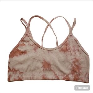 Me to We pink tie dye ribbed stretch nylon crop tank top size XS/S US